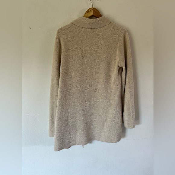 Barefoot Dreams CozyChic Lite Soft Collared Open Front Beige Cardigan Medium - Picture 7 of 11